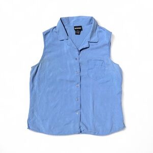 Notations Sleeveless Button-Down Shirt in Sky Blue